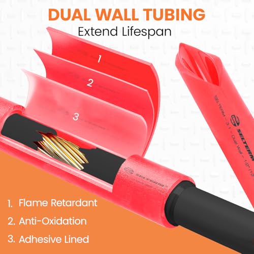 SELTERM 1/2" Red [50 Feet] Marine Grade 3:1 Ratio Heat Shrink Tubing Roll - color: Red, size: 1/2" - 12.7MM