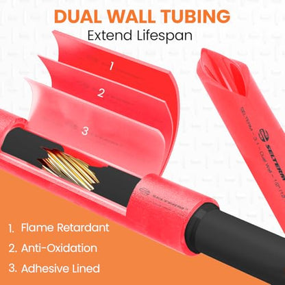 SELTERM 1/2" Red [50 Feet] Marine Grade 3:1 Ratio Heat Shrink Tubing Roll - color: Red, size: 1/2" - 12.7MM