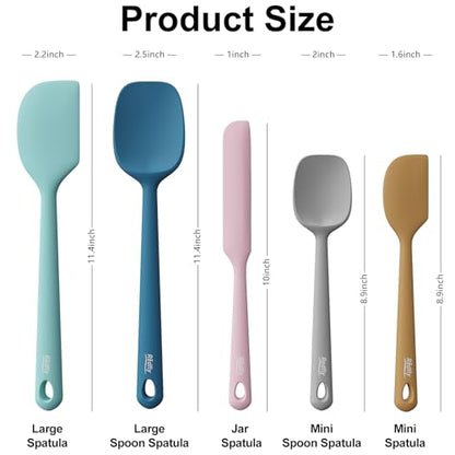 Redfly 5-Piece Food-Grade Silicone Spatula Set for Baking, Heat-Resistant