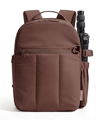 BAGSMART Camera Backpack for Women with Laptop Compartment, Coffee Brown - color: Coffee Brown