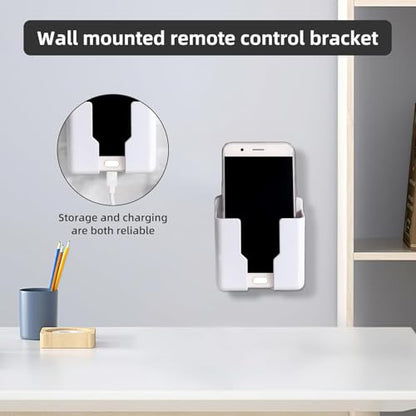 Universal Remote Control Holders Wall Mount AC Fan Media Player TV Controller Rack Stand, Self Adhesive Storage Box Case Organizer, Easy Manipulate Clicker for Home Office School White - color: white