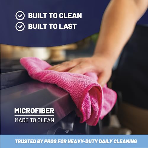 MW Pro Microfiber Cleaning Cloth | Red (12 Pack) | Size 16" x 16" | All Purpose Microfiber Towels - Clean, Dust, Polish, Scrub, Absorbent - color: Red
