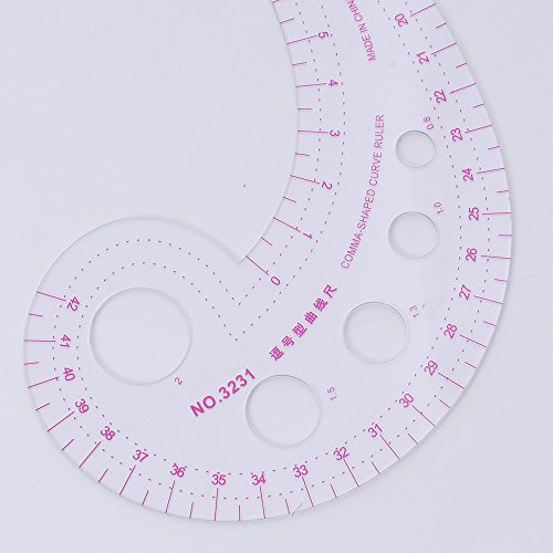 UTENEW French Curve Ruler Sewing, Comma Shaped 42cm Drawing Template Tool, Drafting Clothes Sleeves 2 Pack