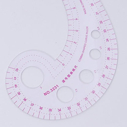 UTENEW French Curve Ruler Sewing, Comma Shaped 42cm Drawing Template Tool, Drafting Clothes Sleeves 2 Pack