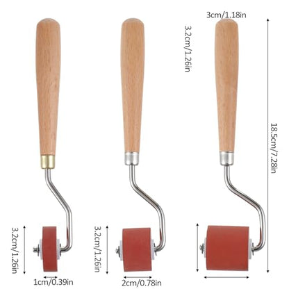 3PCS Rubber Brayer Roller, Ink Roller with Comfort Grip, Craft Stamping Brayers Rollers for Embossing, Printing, Printmaking, Crafts and Stamping