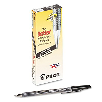 Pilot The Better Ball Point Pen Refillable Ballpoint, Black Ink, 12-Pack - color: Black Ink, style: Medium Point