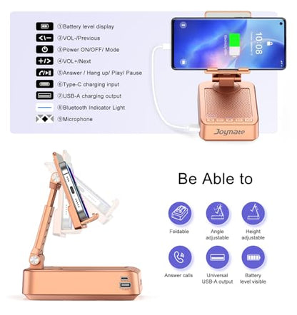 Gifts for Women Girls, Bluetooth Speaker Phone Stand with Charging Function - color: Rose Gold