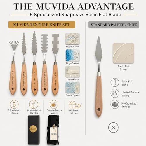 Palette Knife Set with Canvas Roll Bag & Gift Box, Painting Knives