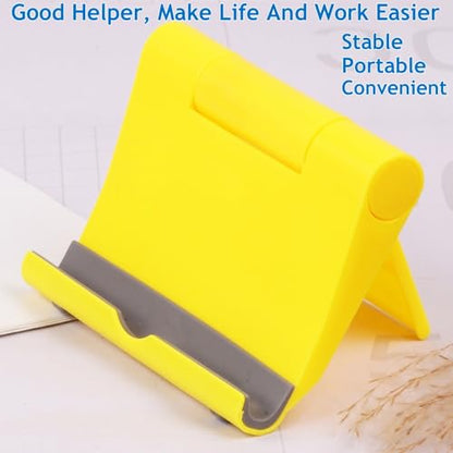 Adjustable Foldable Cell Phone Stand for Desk, Compatible with Most Devices, 1.5 Ounces - color: Yellow
