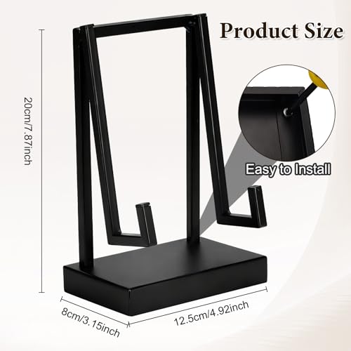 Metal Display Stand for Tabletop, Modern Black Frame Holder Stand for Photos, Plates, Books & Artwork, Small Picture Easel, Picture Frame Holder Stand for Home, Office & Tabletop Decor (Black)