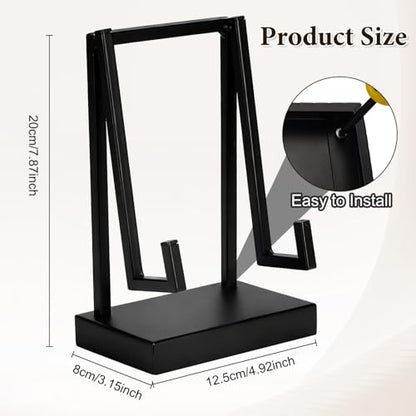 Metal Display Stand for Tabletop, Modern Black Frame Holder Stand for Photos, Plates, Books & Artwork, Small Picture Easel, Picture Frame Holder Stand for Home, Office & Tabletop Decor (Black)