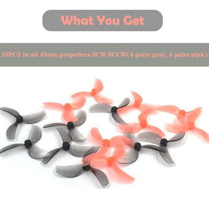 RC Propeller Gemfan 45mm 3-Blade Propeller for RC FPV Drone(Grey+Pink) - color: Grey+pink