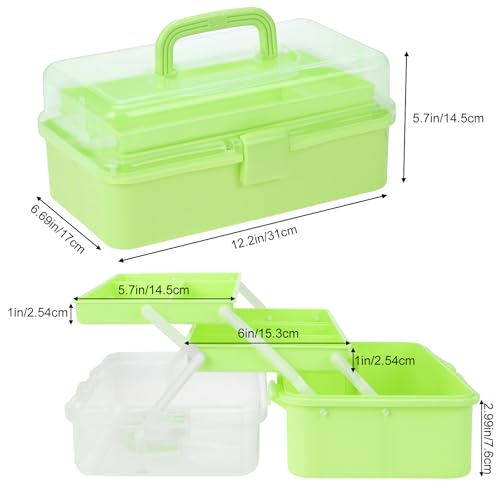 Tackle Box, 3-Layer Craft Sewing Medicine Art Hair Tool Organizer Green - color: Green