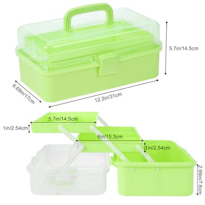 Tackle Box, 3-Layer Craft Sewing Medicine Art Hair Tool Organizer Green - color: Green