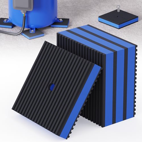 Anti Vibration Pads, 4"× 4"×7/8" Vibration Isolator Pads, Mechanical Vibration Damping Pads, Heavy Duty Rubber Isolation Pads, 3/8"Pre-Drill Hole Vibration Isolator Pad for Air Compressor - size: 4"× 4"×7/8" with hole