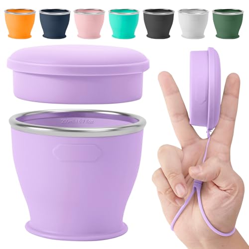 Collapsible Travel Cup, Foldable Water Cup with Lid, for Travel - color: Lilac