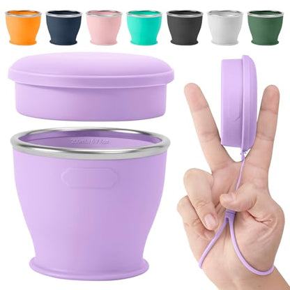 Collapsible Travel Cup, Foldable Water Cup with Lid, for Travel - color: Lilac