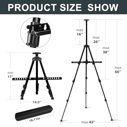 AROIC 17-66 in Art Easel Stand, Aluminum Tripod for Table Top & Floor - style: 1P