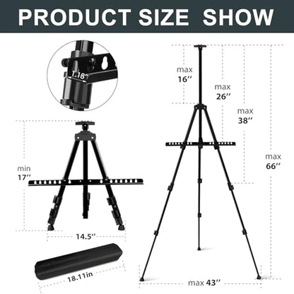 AROIC 17-66 in Art Easel Stand, Aluminum Tripod for Table Top & Floor - style: 1P
