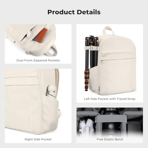 K&F CONCEPT Camera Backpack, DSLR/SLR/Mirrorless Photography Camera Bag - color: 04-beige