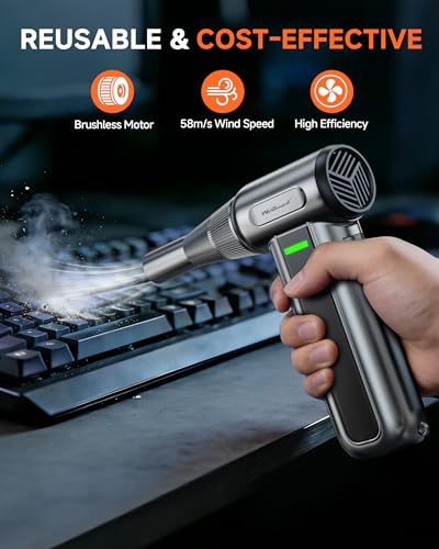 WeGuard Compressed Air Duster, 180000RPM Air Blower for Cleaning (Grey)