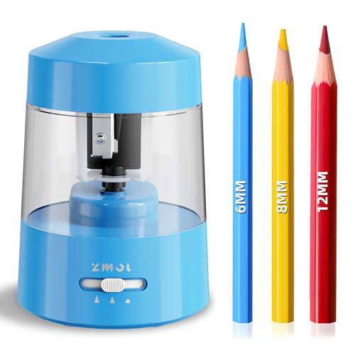 ZMOL Electric Pencil Sharpener Battery Powered, 6-12mm Jumbo Pencils,Blue - color: Blue