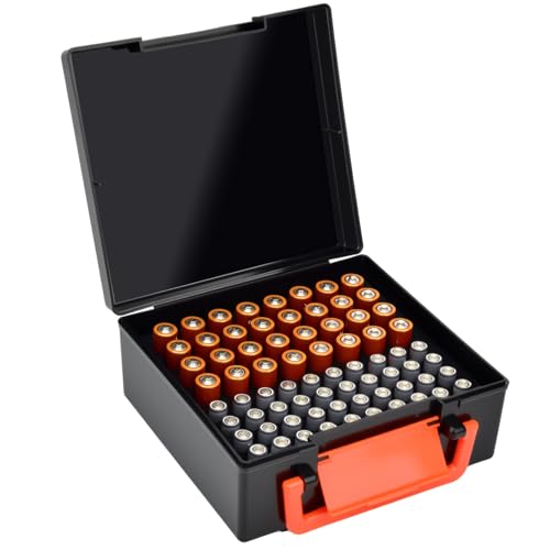 FULLCASE Battery Storage Organizer Holder Holds 72 AA AAA Batteries - color: Black