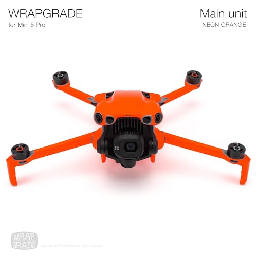 WRAPGRADE Skin Stickers Compatible with DJI Mini 5 Pro (Neon Orange) - color: Neon Orange