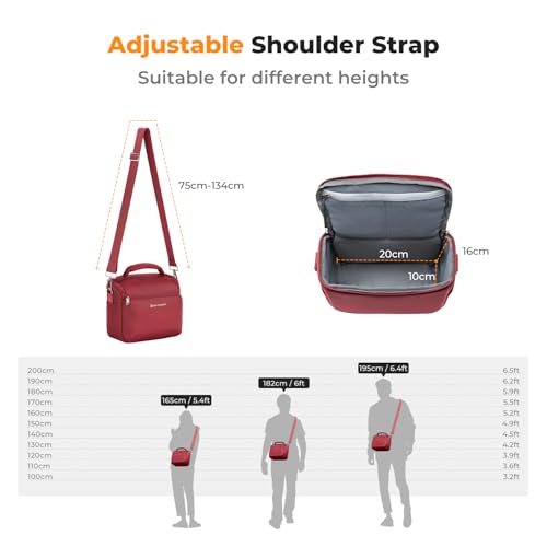 K&F CONCEPT Camera Sling Bag Small Crossbody Bag - color: 10-Red