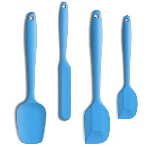 4-Piece Silicone Spatula Set with Stainless Steel Core, Blue - color: Blue