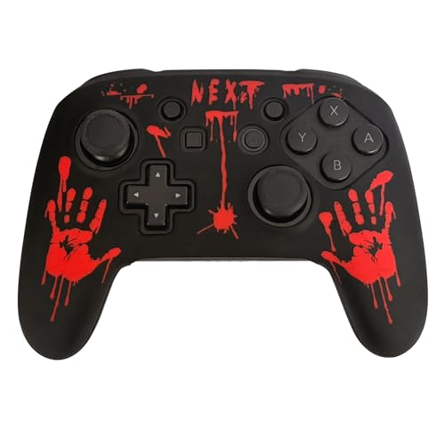 RALAN Laser Blood Handprint Design Controller Skin with 4 Thumb Grips for Switch Pro Controller, Anti-Slip Silicone Controller Cover Protector Case, Red - color: Red
