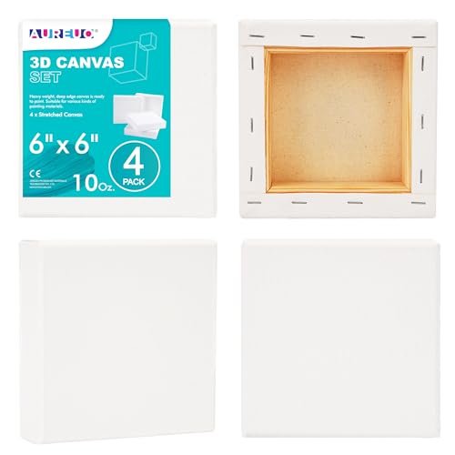 AUREUO 6x6 Inch Gallery Wrapped Canvas 1.5 Inch Depth 4 Pack - size: 6"x6" Gallery