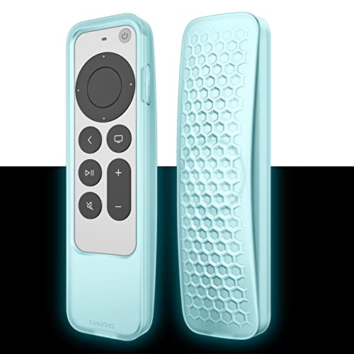 Fintie Case for Apple TV 4K / HD Siri Remote (2nd / 3rd Gen) and AirTag - color: blue glow