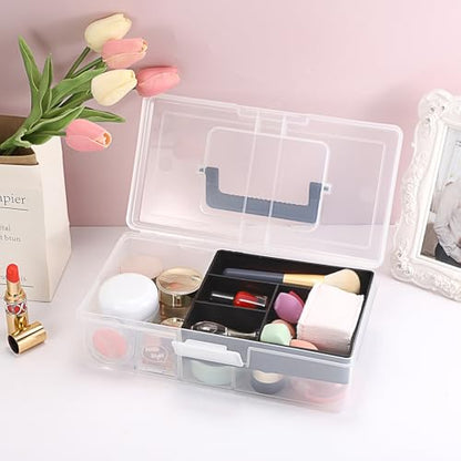 JUXYES Clear Art Craft Supply Storage Bin Sewing Box With Handle Lid - color: Black, size: 1 Pack