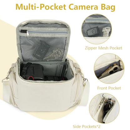 Ainiv DSLR Camera Bag, Large Waterproof Anti-Shock SLR Camera Case, Beige - color: Beige