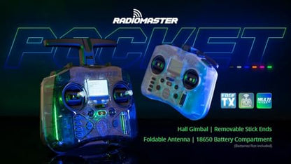 SPARKHOBBY RadioMaster Pocket Remote Control Left 2.4GHz ELRS FCC with Hall Gimbal Transmitter for RC Fixed-Wing Boat Drones (White Left Strap RX) - style: White Left Strap RX