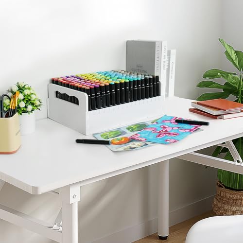 SANFURNEY 204 Slot Marker Organizer, Desktop Art Supply Rack - size: 204-slot