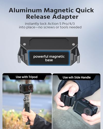 Magnetic Camera Mount Clamp for DJI Osmo Action 5 Pro/4/3 with Crab Clamp Max 2.75"/70mm + 3.84" Ballhead Magic Arm & Magnetic Quick Release Adapter