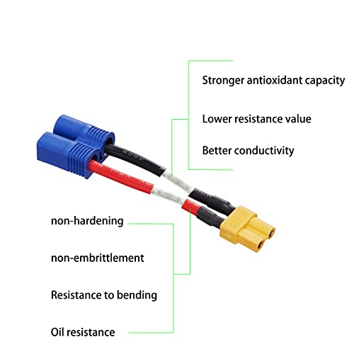 EC3 Male to XT30 Female Connector Adapter,XT30-EC3 Extension Cable - size: XT30 Female-EC3 Male