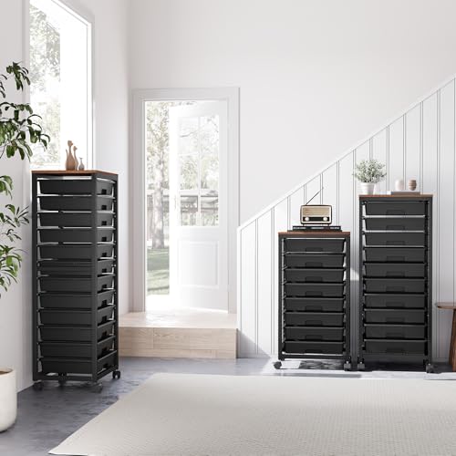 SYKIARIOL Rolling Cart with 12 Drawers,Black - color: Black, size: 12 Drawers