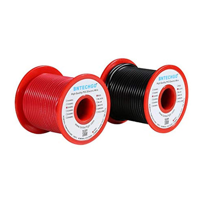 BNTECHGO 20 Gauge PVC Solid Electric Wire Red Black Each 100 ft Hookup Wire - color: Red and Black, size: 20 Gauge 100ft