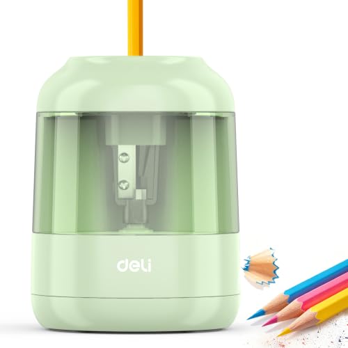 deli Electric Pencil Sharpener, Battery Operated, 6.5–8mm for Classroom - color: Green