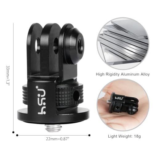 HSU Aluminum Camera Tripod Mount Adapter, 1/4"-20 Camera Mount (Black) - color: 2 Pack