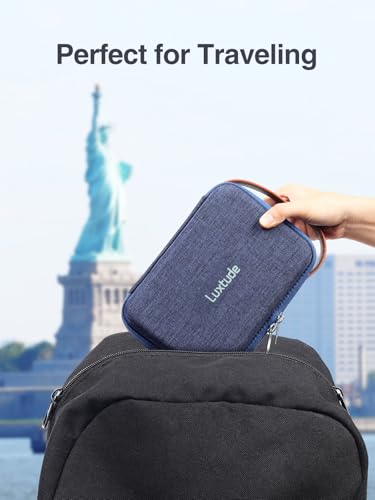 Luxtude Hard EVA Case with Foam, Hard EVA Shockproof Camera Organizer Case - color: Blue, size: Small