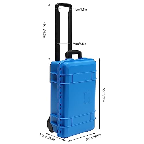 Portable Protective Camera Case, 22" Protective Roller Hard Camera Case with Wheels and Foams Camera Suitcase Waterproof Rolling Hard Case for Camera,Tools,Lens,Drone,Equipment (Blue) - color: Blue
