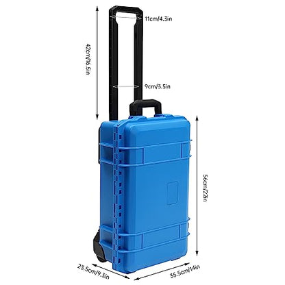 Portable Protective Camera Case, 22" Protective Roller Hard Camera Case with Wheels and Foams Camera Suitcase Waterproof Rolling Hard Case for Camera,Tools,Lens,Drone,Equipment (Blue) - color: Blue
