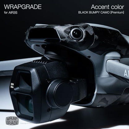 WRAPGRADE Skin Decal Sticker Accent Color Compatible with DJI Air 3S (Black Bumpy Camo) - color: Black Bumpy Camo