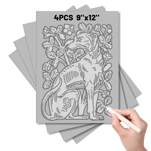 4 Pack Linoleum Blocks for Printmaking, 9 X 12 Inch, Soft Rubber - size: 9 x 12 Inch