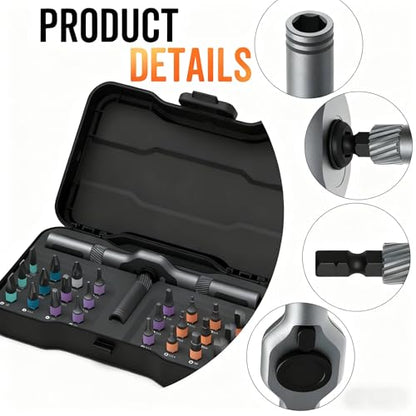 Asnish 24 in1 Magnetic Screwdriver Set Mini Precision Screwdriver Set - color: Black-gray, size: 24 In 1