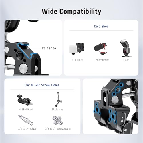NEEWER Super Clamp with 3" Dual Ballhead Magic Arm Camera Phone Mount, ST88 - style: ST88